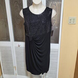 ENFOCUS WOMAN Beautiful "NEW" Black Sequin Ruched Sleeveless Dress